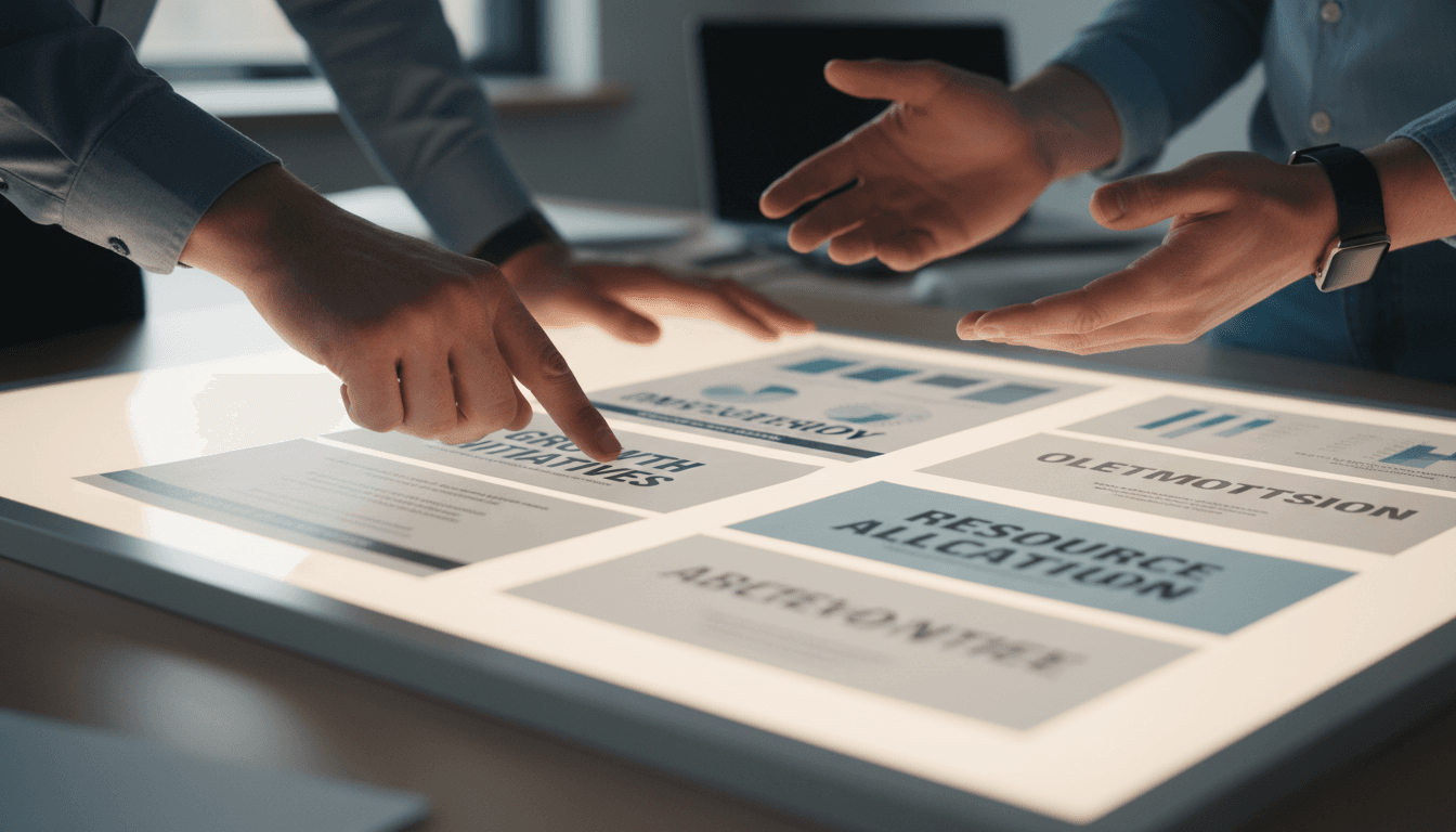 Two professionals collaborating on strategic alignment